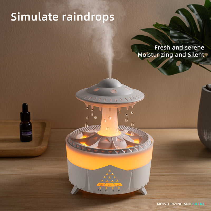 Raining Humidifier UFO Raindrop Aromatherapy Ultrasonic Water Drop Air Rain Humidifier 350ml 7 Colors LED Lamp Raindrop Aroma Diffuser