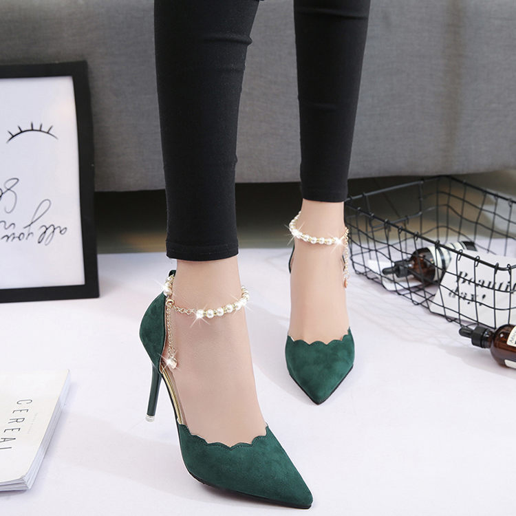 New Type Of High Heels, Sharp, Sharp, Snap Chain And Shallowly Grind Noodles Women's Sandals