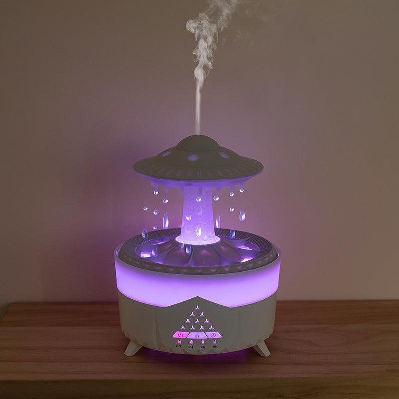 Raining Humidifier UFO Raindrop Aromatherapy Ultrasonic Water Drop Air Rain Humidifier 350ml 7 Colors LED Lamp Raindrop Aroma Diffuser