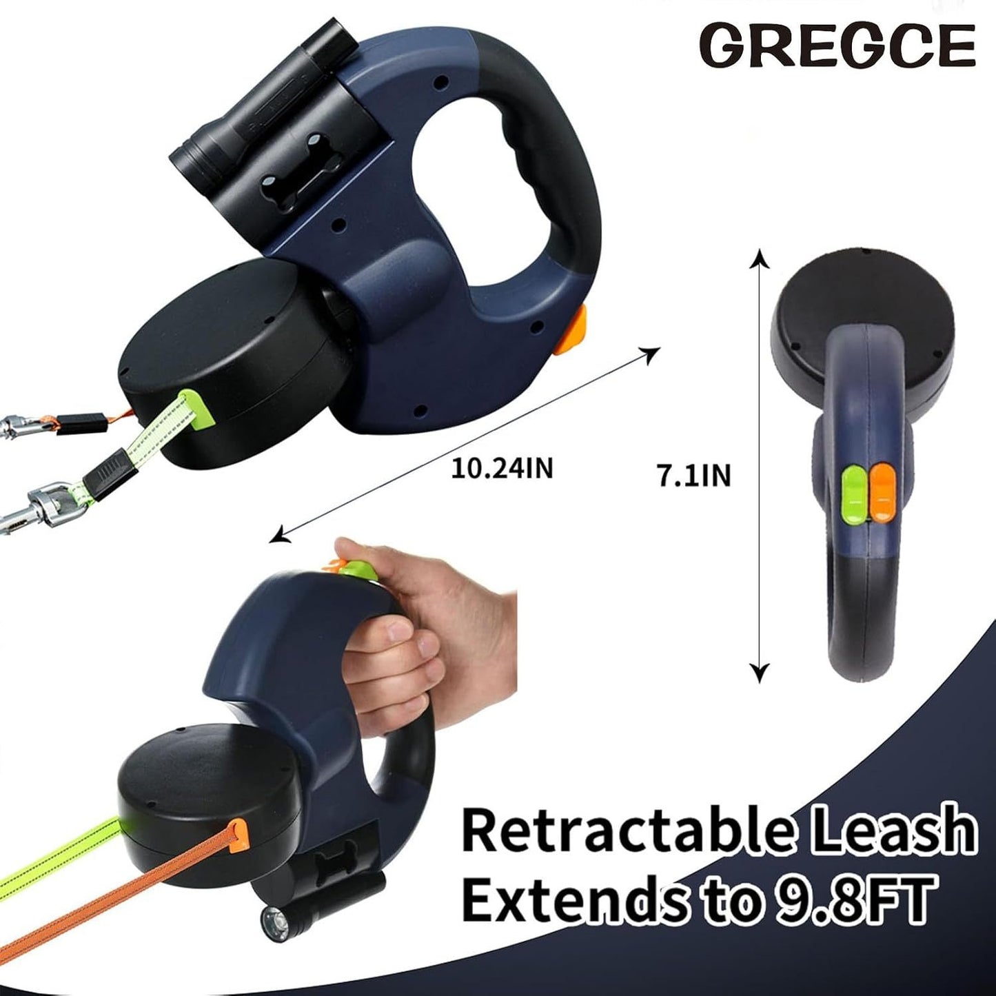 Double Retractable Dog Leash - Leash for Walking, Running and Training