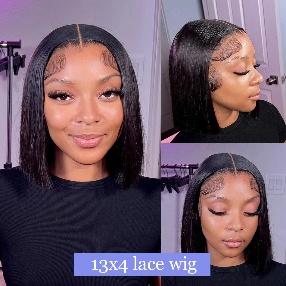 13x4 Bone Straight Wig – Transparent Lace Frontal – Brazilian Remy Hair