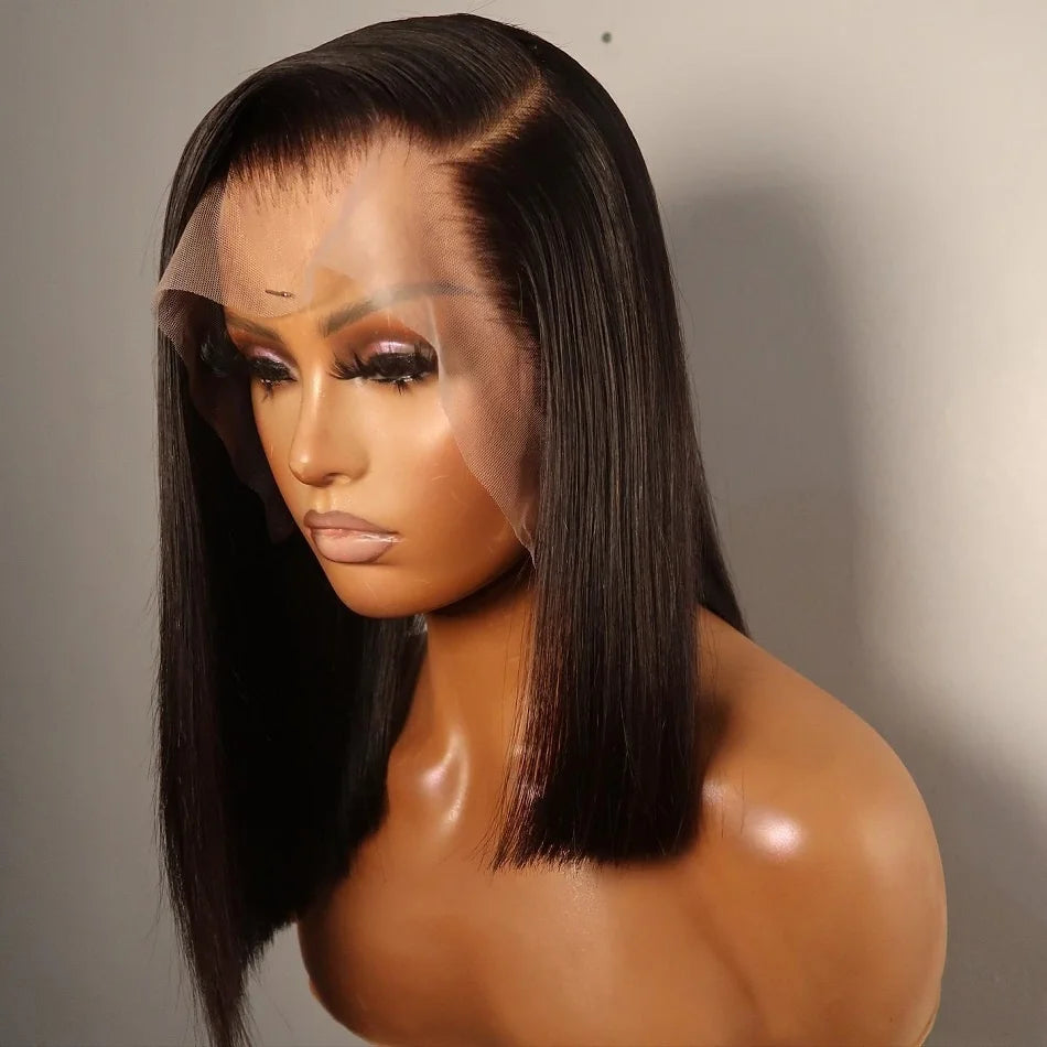 13x4 Bone Straight Wig – Transparent Lace Frontal – Brazilian Remy Hair