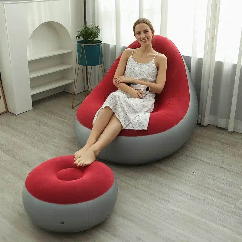 Canapé Gonflable Relax avec Repose-pieds - Fauteuil de Salon Pliable