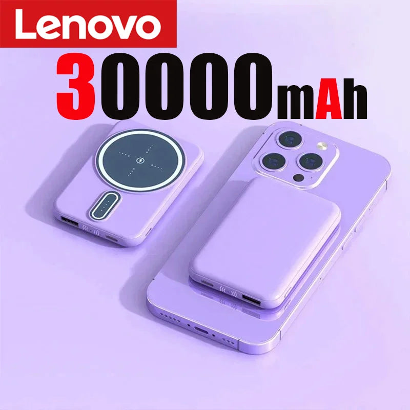 Power Bank Magnétique Lenovo 50000mAh – Chargement Rapide sans Fil et Portable