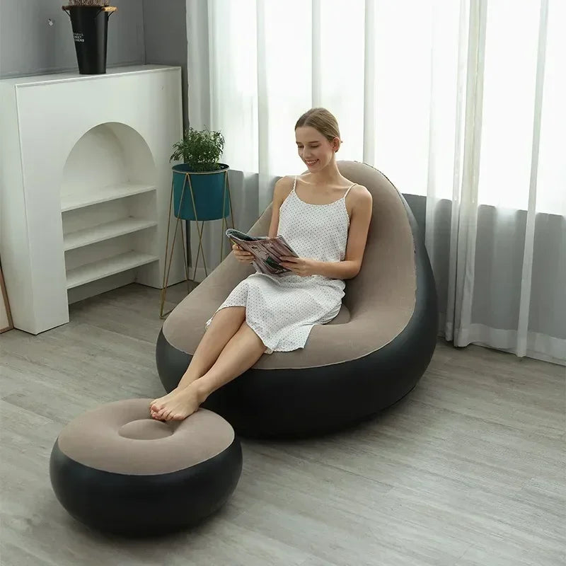 Canapé Gonflable Relax avec Repose-pieds - Fauteuil de Salon Pliable