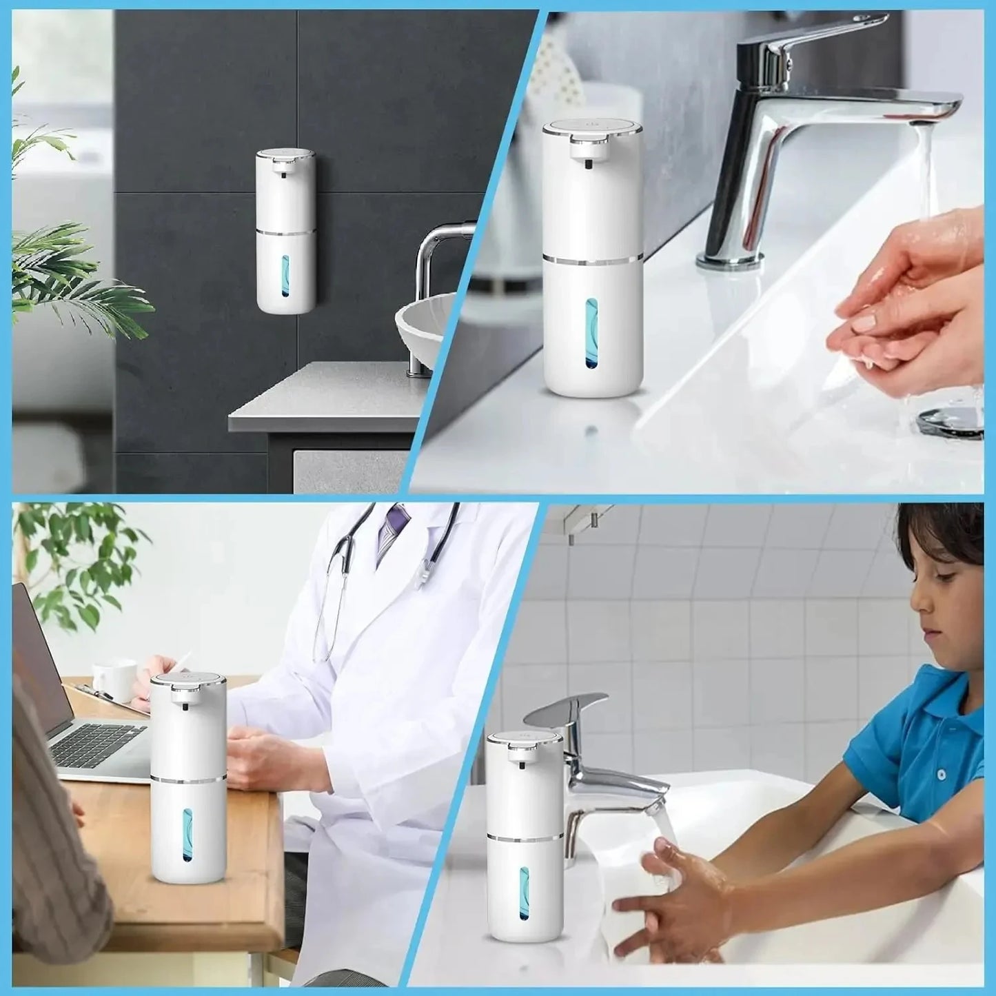 Automatic Soap Dispenser Touchless Foaming Soap Dispenser 380ml USB Rechargeable Electric 4 Level Adjustable Foam Soap Dispenser