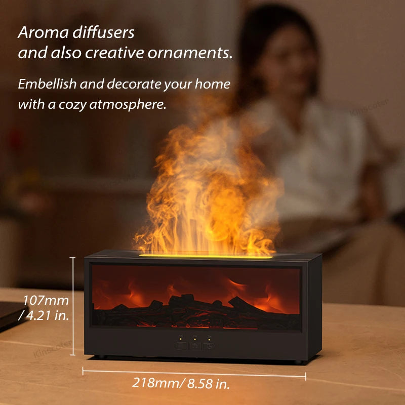 Diffuseur d'Arômes Créatif avec Cheminée Simulée - 150 ml, Humidificateur d'Air avec Télécommande et Arrêt Automatique Sans Eau pour la Maison ou comme Cadeau