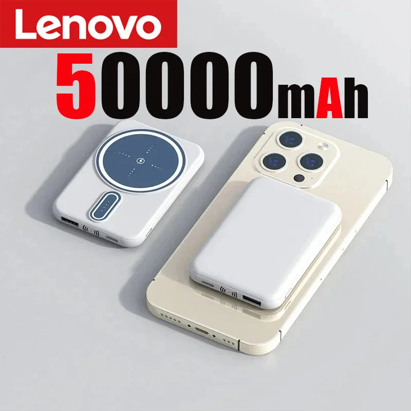 Power Bank Magnétique Lenovo 50000mAh – Chargement Rapide sans Fil et Portable