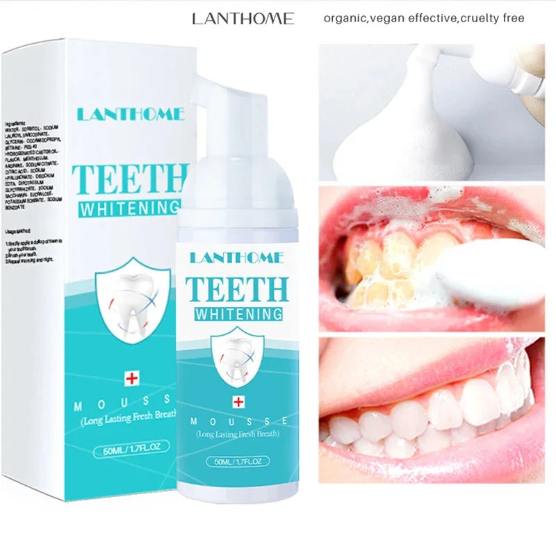 Teeth Whitening Foam Mousse Toothpaste Remove Plaque Stains Oral Hygiene Cleaning Bleaching Fresh Bad Breath Dental Tools Care