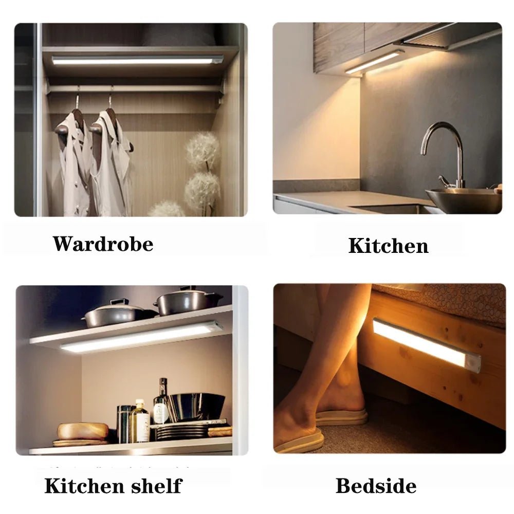 LED Under Cabinet Lights with Motion Sensor – Rechargeable LED Light, 3 Dimmable Colors, Magnetic Installation