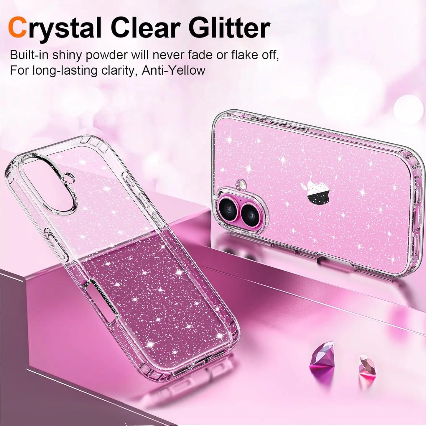 Glitter Clear Case for iPhone 16e/16/15/14/13/12/11/SE