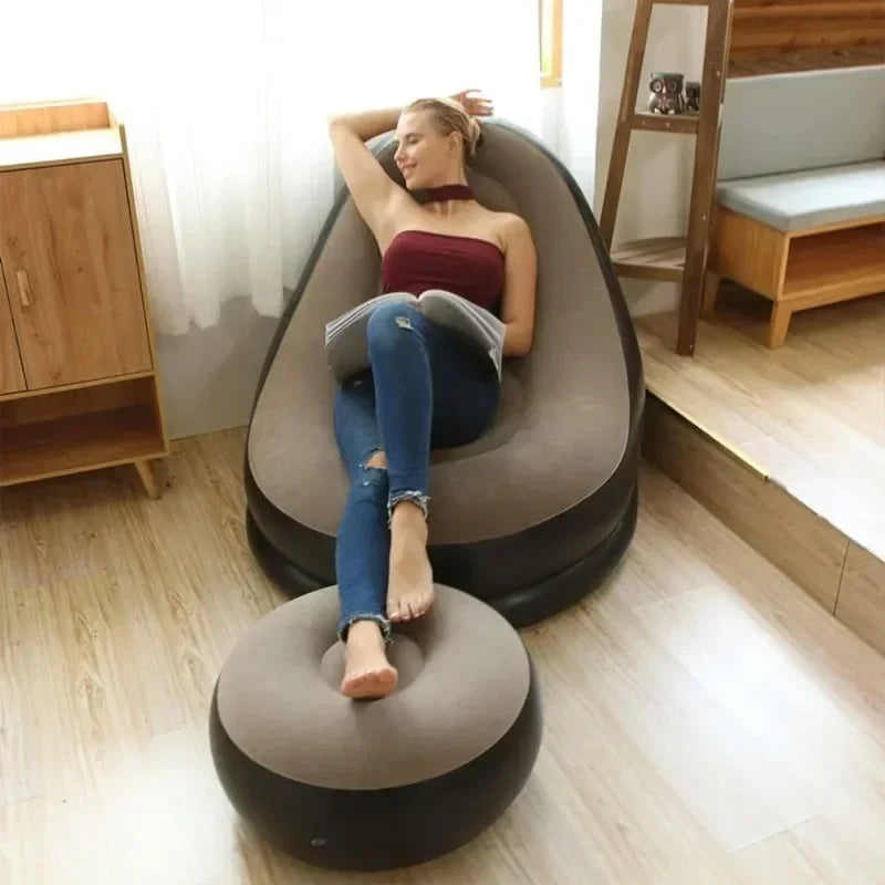 Canapé Gonflable Relax avec Repose-pieds - Fauteuil de Salon Pliable