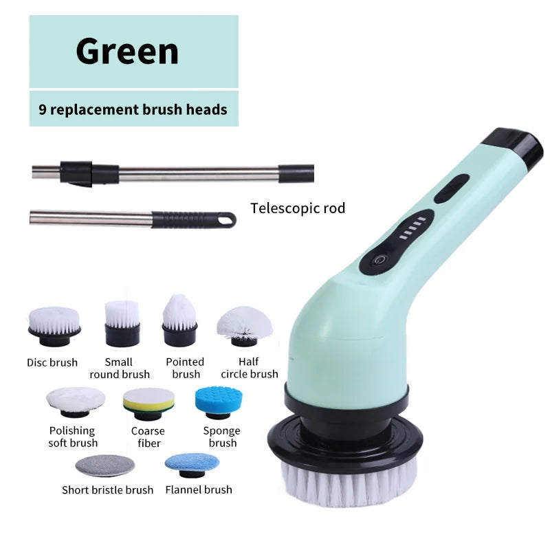 9-in-1 Electric Cleaning Brush Electric Spin Cleaning Scrubber Electric Cleaning Tools