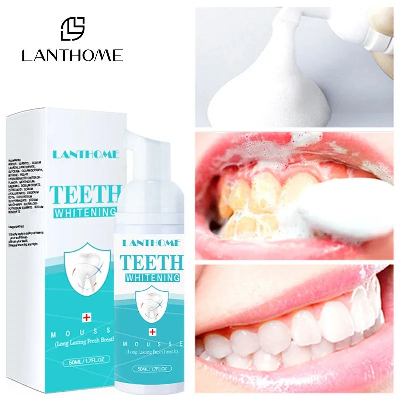 Teeth Whitening Foam Mousse Toothpaste Remove Plaque Stains Oral Hygiene Cleaning Bleaching Fresh Bad Breath Dental Tools Care