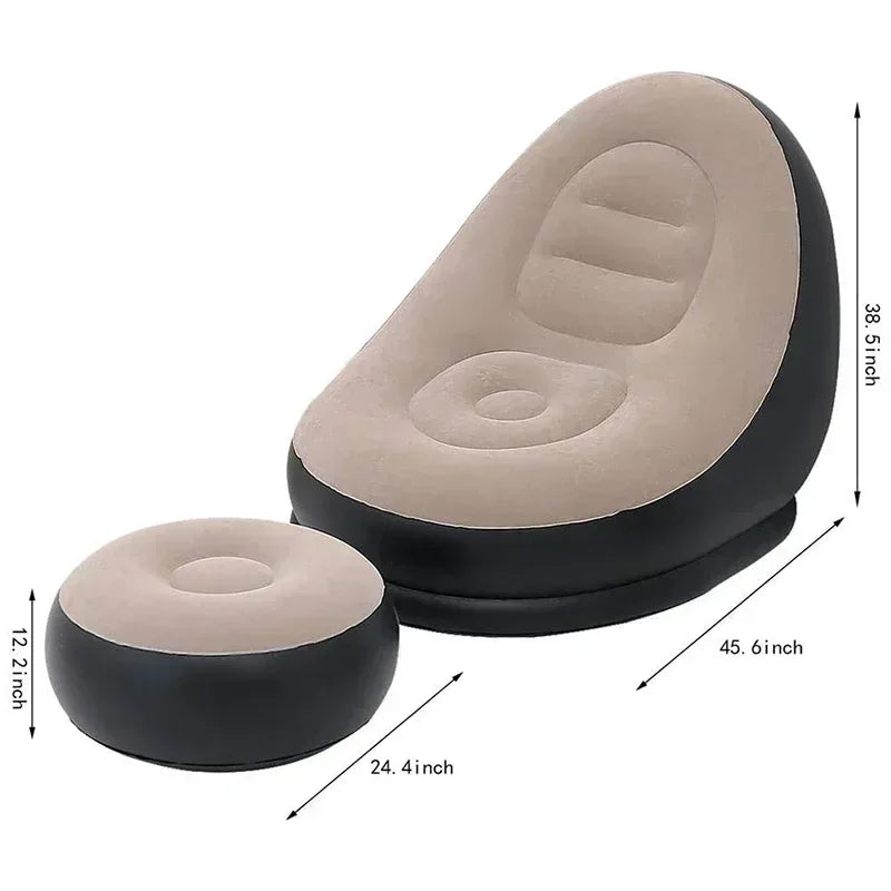 Canapé Gonflable Relax avec Repose-pieds - Fauteuil de Salon Pliable