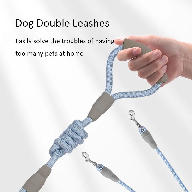 Double Leash for 2 Dogs – Nylon Leash with Soft Foam Handle