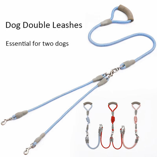 Double Leash for 2 Dogs – Nylon Leash with Soft Foam Handle