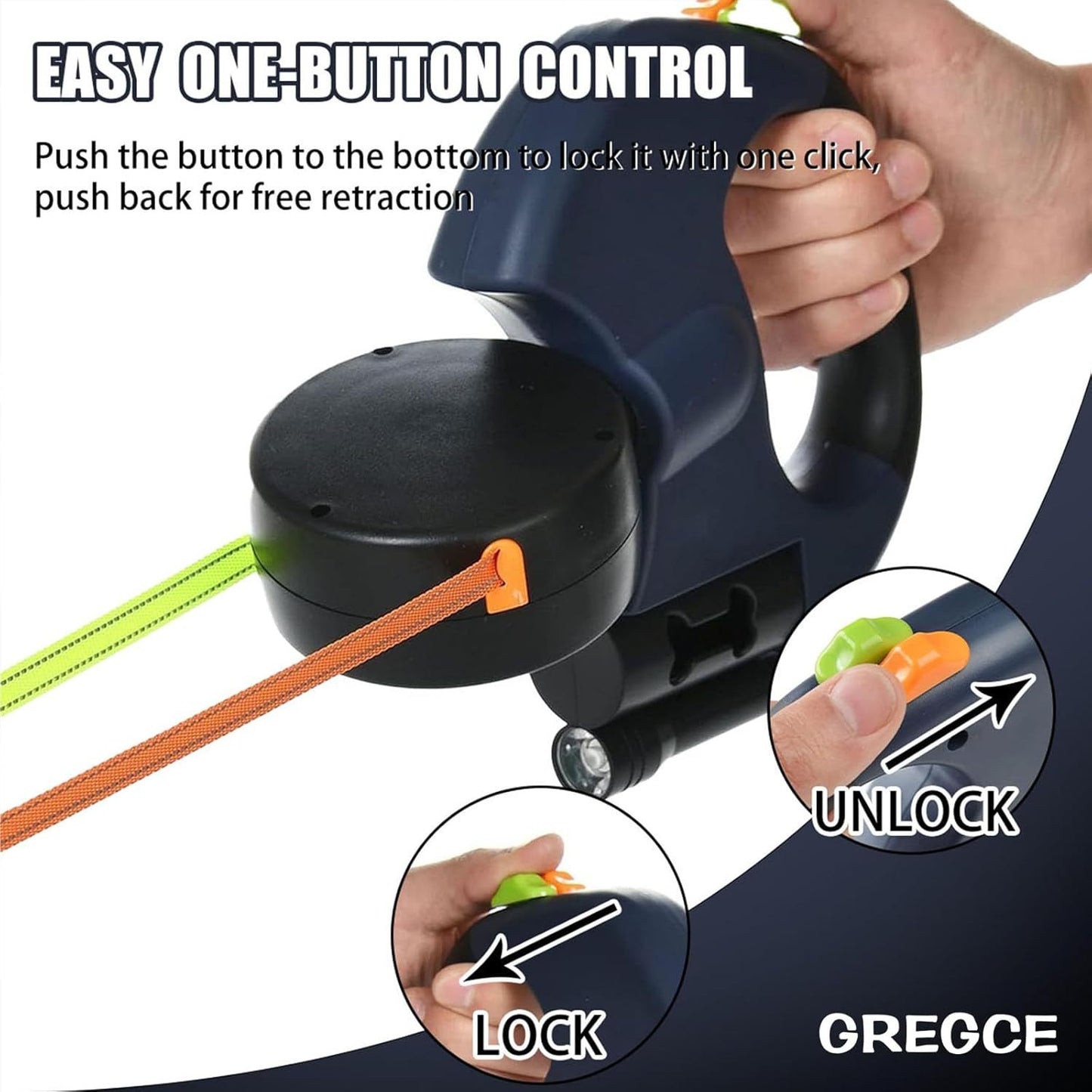 Double Retractable Dog Leash - Leash for Walking, Running and Training